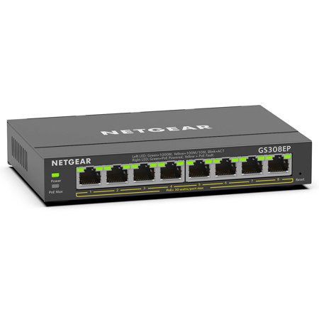 Netgear GS308EP 8-Port 62W PoE+ Gigabit Ethernet Plus Managed Switch