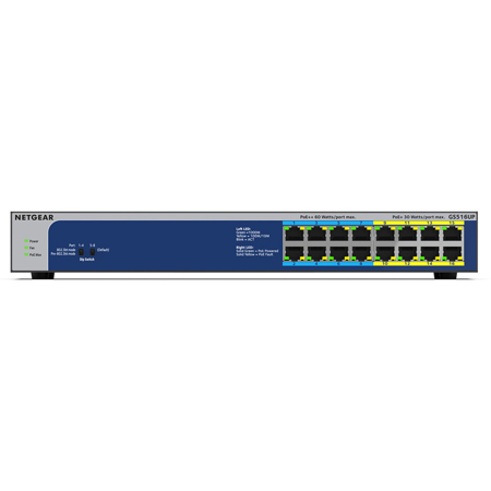 Netgear GS516UP 16-Port 380W Gigabit Ethernet Unmanaged Switch with 8-Port PoE+ and 8-Port PoE++