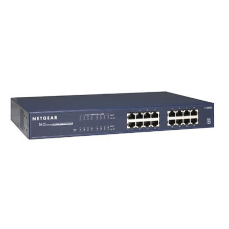 Netgear ProSafe 16-port 10/100/1000 Mbps Gigabit Ethernet Switch, 32 Gbps Switching Bandwidth, 2MB Buffer Memory