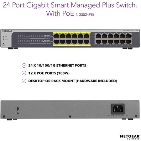 Netgear ProSafe Plus JGS524PE 24-Port Gigabit Ethernet Switch