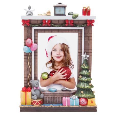 Neil Enterprises Lighted Christmas Resin Frame, Holds a 4 x 6" Photo