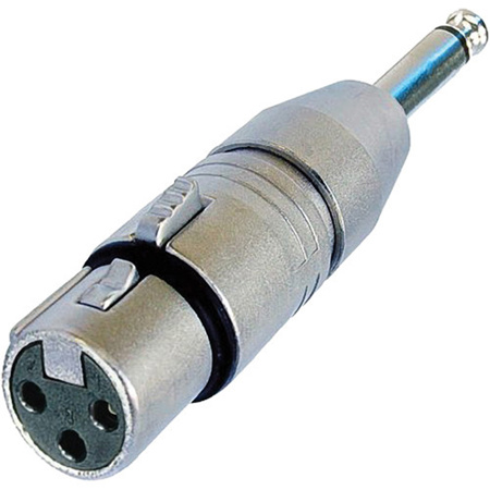 Neutrik NA2FP 3-Pole XLR Female to Mono 1/4" Male Adapter w/Tip, Sleeve Contact