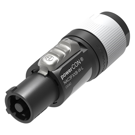 Neutrik NAC3FXXB-W-L powerCON Lockable Female Cable Connector, Gray