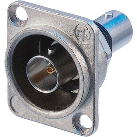 Neutrik NBB75DFI Isolated BNC Chassis Connector, Nickel D-Shape Housing