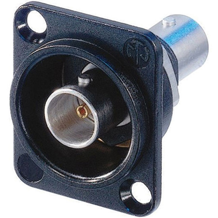 Neutrik NBB75DFIB Isolated BNC Chassis Connector, Black D-Shape Housing