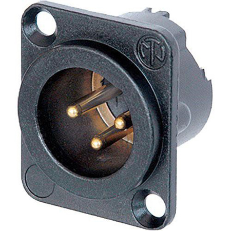 Neutrik NC3MD-LX-B 3-Pole XLR Male Receptacle, Black Housing, Gold Contacts