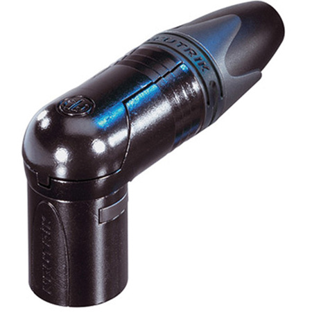 Neutrik NC3MRX-B 3-Pole Right Angle XLR M Cable Connector, Black, Gold Contacts