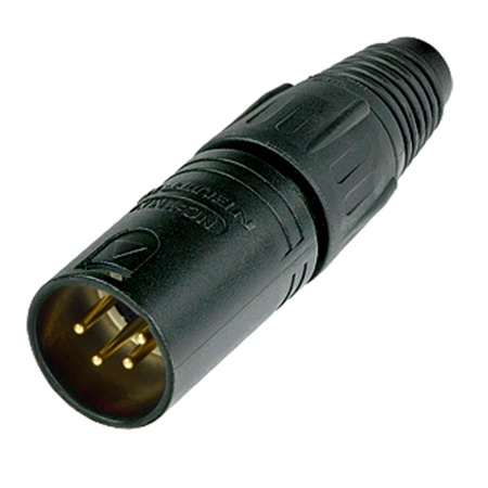 Neutrik NC4MX-B 4-Pole XLR Male Cable Connector, Black Housing, Gold Contacts