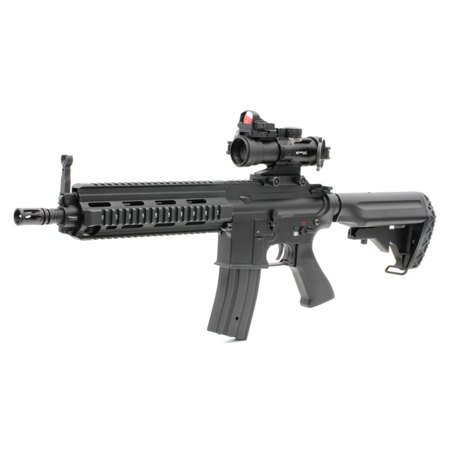 Newcon Optik 4x32 Tactical Series Riflescope, Matte Black with Red / Green LED Illuminated Mil-Dot Ranging Reticle, Fixed Mount