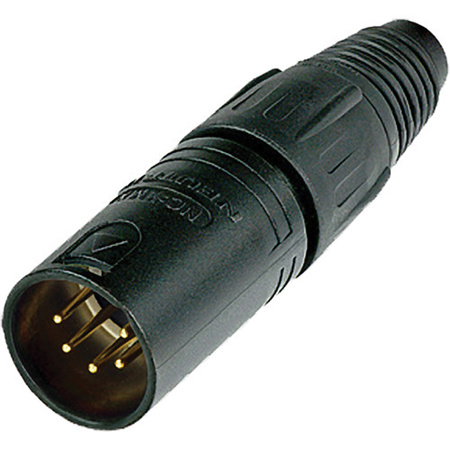 Neutrik NC5MX-B 5-Pole XLR Male Cable Connector, Black Housing, Gold Contacts