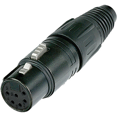 Neutrik NC6FX-B 6-Pole XLR Female Cable Connector, Black Metal Housing, Gold Contacts
