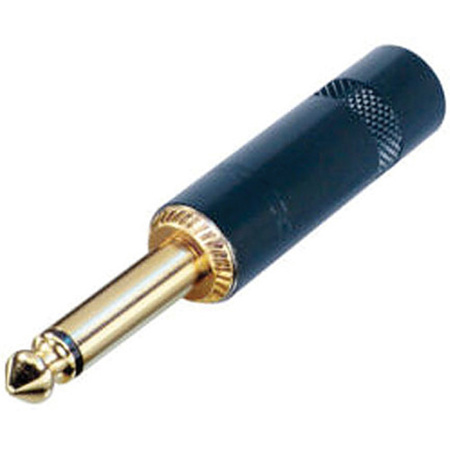Neutrik Rean NYS224BG 2-Pole Mono 1/4" M Phone Plug, Black Shell, Gold Contacts