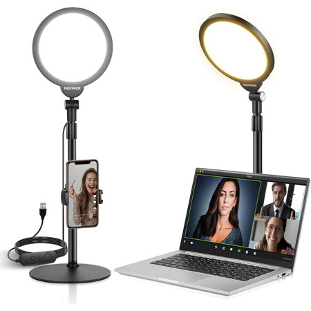Neewer BASICS R06 7" 10W Bi-Color Desktop Round LED Panel Light Kit for Phone