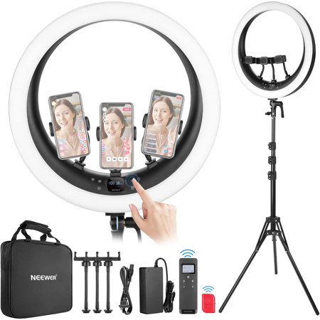 Neewer RP19H 19" 45W Bi-Color LED Ring Light Kit with Stand and 3x Phone Holder