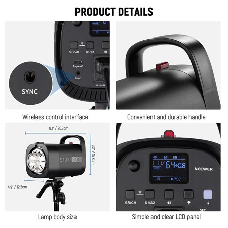 Neewer S101-300W PRO 300Ws 2.4G Studio Flash Monolight 2-Light Kit