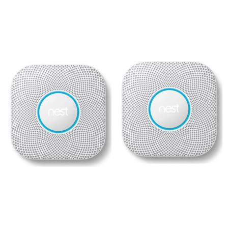 Nest Protect 2nd Gen Wired Smoke and Carbon Monoxide Alarm, White - 2-Pack