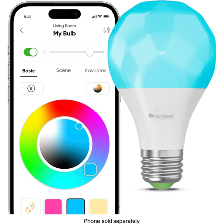 Nanoleaf Essentials Matter A19 E26 60W RGBCW Smart LED Bulb, 3-Pack