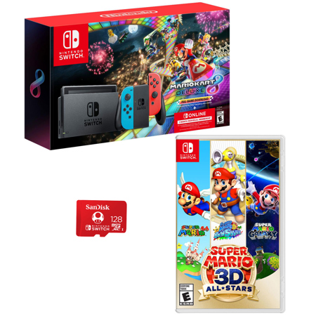 Nintendo Switch Mario Kart 8 Neon Racing Bundle: Red Blue JoyCon