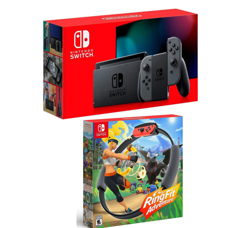 Nintendo Switch with Gray Joy-Con Controllers W/Ring Fit Adventure