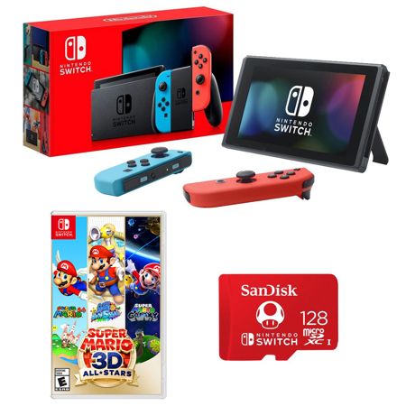 Nintendo Switch Super Smash Bundle: Super Smash Bros Ultimate and Nintendo  Switch 32GB Console with Neon Red and Blue Joy-Con 