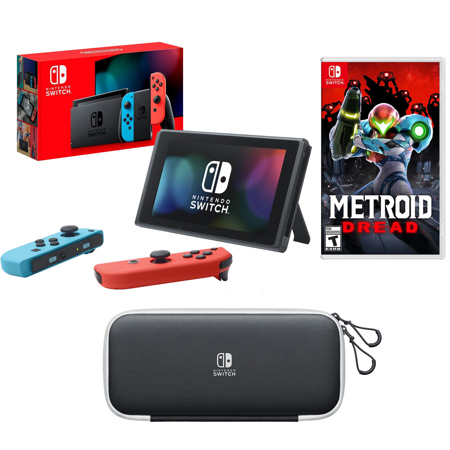 Nintendo Switch with Neon Blue and Neon Red Joy-Con - game console - black,  neon red, neon blue - HADSKABAA - Gaming Consoles & Controllers 