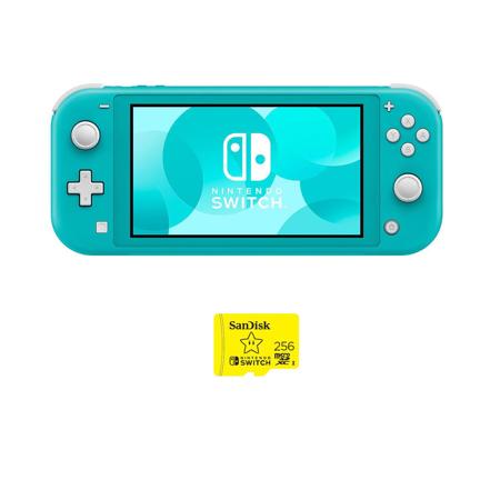 Nintendo Switch Lite, Turquoise With SanDisk 256GB UHS-I microSDXC Memory Card