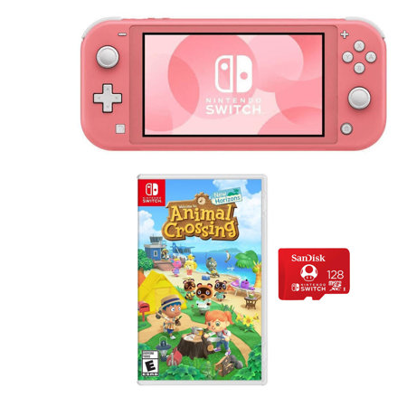 Nintendo Switch Lite, Coral With Animal Crossing New Horizons /128GB SDXC Card