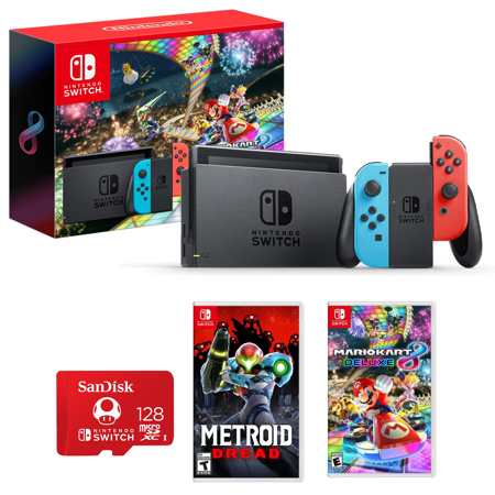 Nintendo Switch with Neon Blue and Neon Red Joy-Con - game console