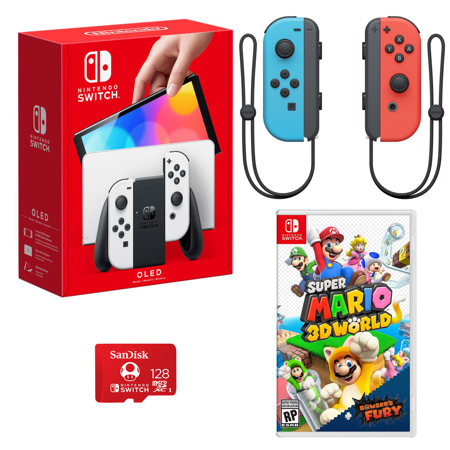 Nintendo Switch 64GB OLED Console with White Joy-Con Controllers With Bundle Kit