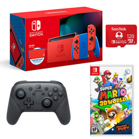 Nintendo 32GB Switch Mario Red & Blue With Controller/ Super Mario/128GB Card