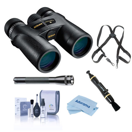 Nikon 10x42 Monarch 7 All Terrain Roof Prism Binocular, Black, Bundle