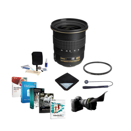 Nikon 12-24mm F/4G ED-IF DX NIKKOR Lens with 77mm UV WA Filter & Pro Software