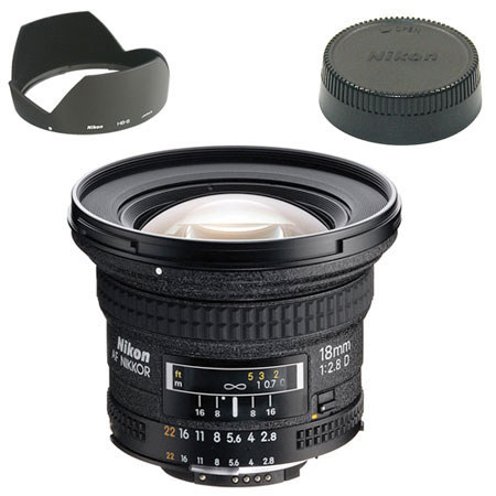Disc. 18mm f/2.8D AF NIKKOR Ultra Wide Angle Lens with Hood - USA with 5 Year U.S.A. Warranty