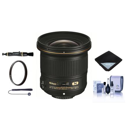 Nikon 20mm f/1.8G AF-S ED NIKKOR Lens, USA Warranty with Basic Accessory Bundle
