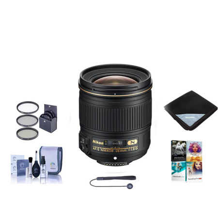 Nikon 28mm f/1.8G AF-S NIKKOR Lens with Free PC Software & Accessories Kit