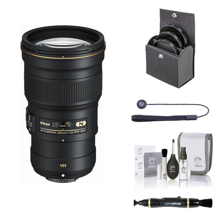 Nikon 300mm f/4E PF ED AF-S NIKKOR VR Lens, Bundle with ProOptic 77mm Filter Kit, Lens Cleaner, Cleaning Kit, Lens Cap Tether