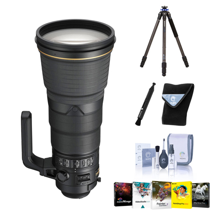 Nikon 400mm f/2.8E FL ED AF-S NIKKOR VR Lens, Bundle with Benro Mach3 TMA27C 3-Section 9X CF Tripod, Cleaning Kit, Lens Wrap, Lens Cleaner, PC Software Kit