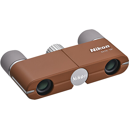 Nikon 4x10D CF Roof Prism Pocket Binoculars with 10 Degree AOV, Amber Brown
