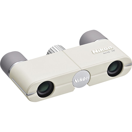 Nikon 4x10D CF Roof Prism Pocket Binoculars with 10 Degree AOV, Ivory White