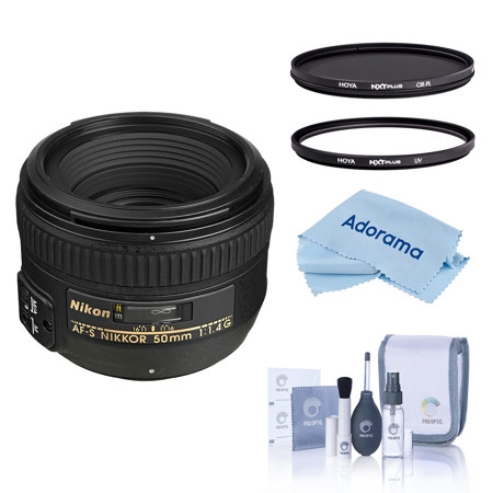Nikon 50mm f/1.4G AF-S NIKKOR Lens, Black, Bundle w/Tiffen 58mm UV & CPL Filters
