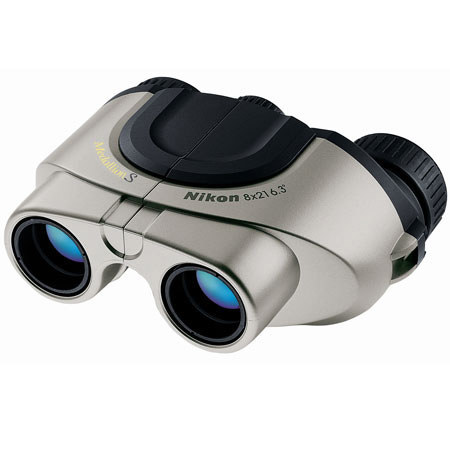 Nikon 8x21 Medallion, Compact Weather Resistant Porro Prism Binocular with 6.3 Degree Angle of View, Silver Finish.
