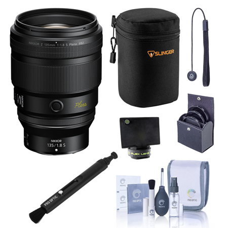 Nikon NIKKOR Z 135mm f/1.8 S Plena Lens, Bundle with Medium Lens Case, 82mm Filter Kit, Flex Lens Shade, Lens Pen Lens Cleaner, Cleaning Kit and Lens Cap Tether