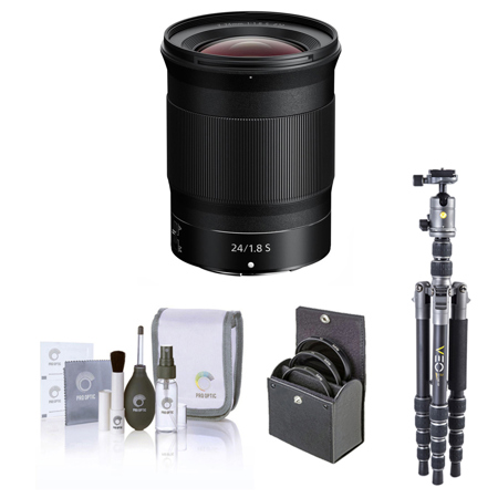 Nikon NIKKOR Z 24mm f/1.8 S Lens with Vanguard VEO 3 GO 204CP CF Tripod Kit