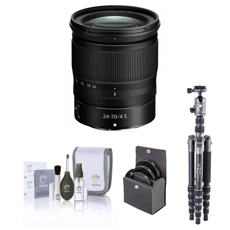 Nikon NIKKOR Z 24-70mm f/4 S Lens, Bundle with Vanguard VEO 3 GO 204CP Carbon Fiber Tripod/Monopod and PH-25 Pan Head, 72mm Filter Kit, Cleaning Kit