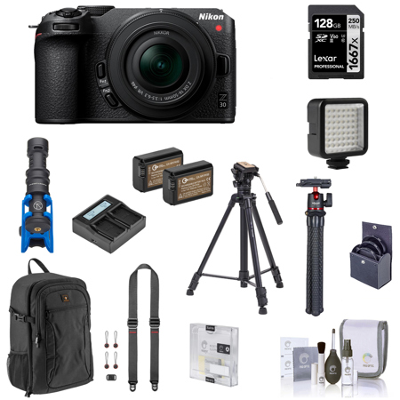 Nikon Z30 Mirrorless Camera + 128GB + Extra Battery+ Tripod- Accessory Kit  