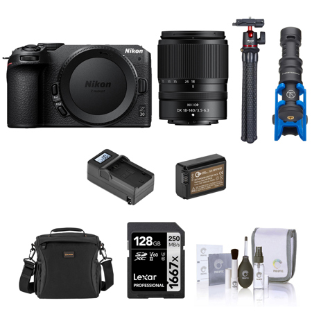 Nikon Z 30 DX-Format Mirrorless Camera w/18-140mm Lens, Bundle w/Accessory Kit