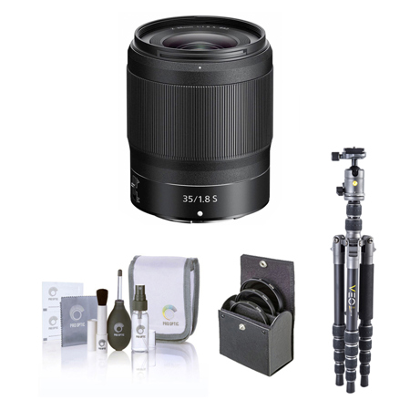 Nikon NIKKOR Z 35mm f/1.8 S Lens, Bundle with Vanguard VEO 3 GO 204CP Carbon Fiber Tripod/Monopod and PH-25 Pan Head, 62mm Filter Kit, Cleaning Kit