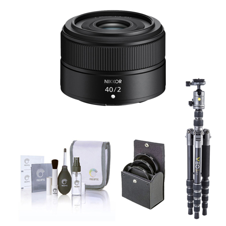 Nikon NIKKOR Z 40mm f/2 Lens with Vanguard VEO 3 GO 204CP CF Tripod/Monopod Kit