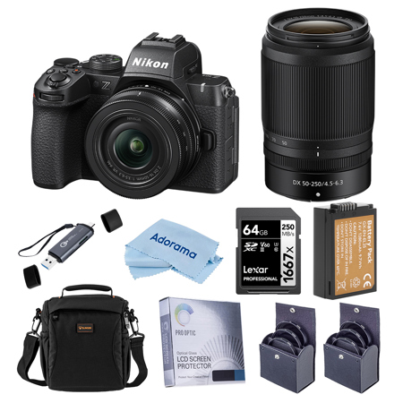 Nikon Z50II Mirrorless Camera with NIKKOR Z DX 16-50mm f/3.5-6.3 VR & Z DX 50-250mm f/4.5-6.3 VR Lenses, Bundle with 128GB Memory Card, 46mm and 62mm Filter Kit