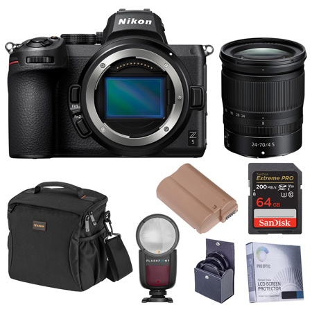 Nikon Z5 Mirrorless Camera with NIKKOR Z 24-70mm f/4 S Lens, Bundle with X R2 TTL Flash, 64GB Memory Card, Alpine 160 Bag, EN-EL15c Battery and Filter Kit